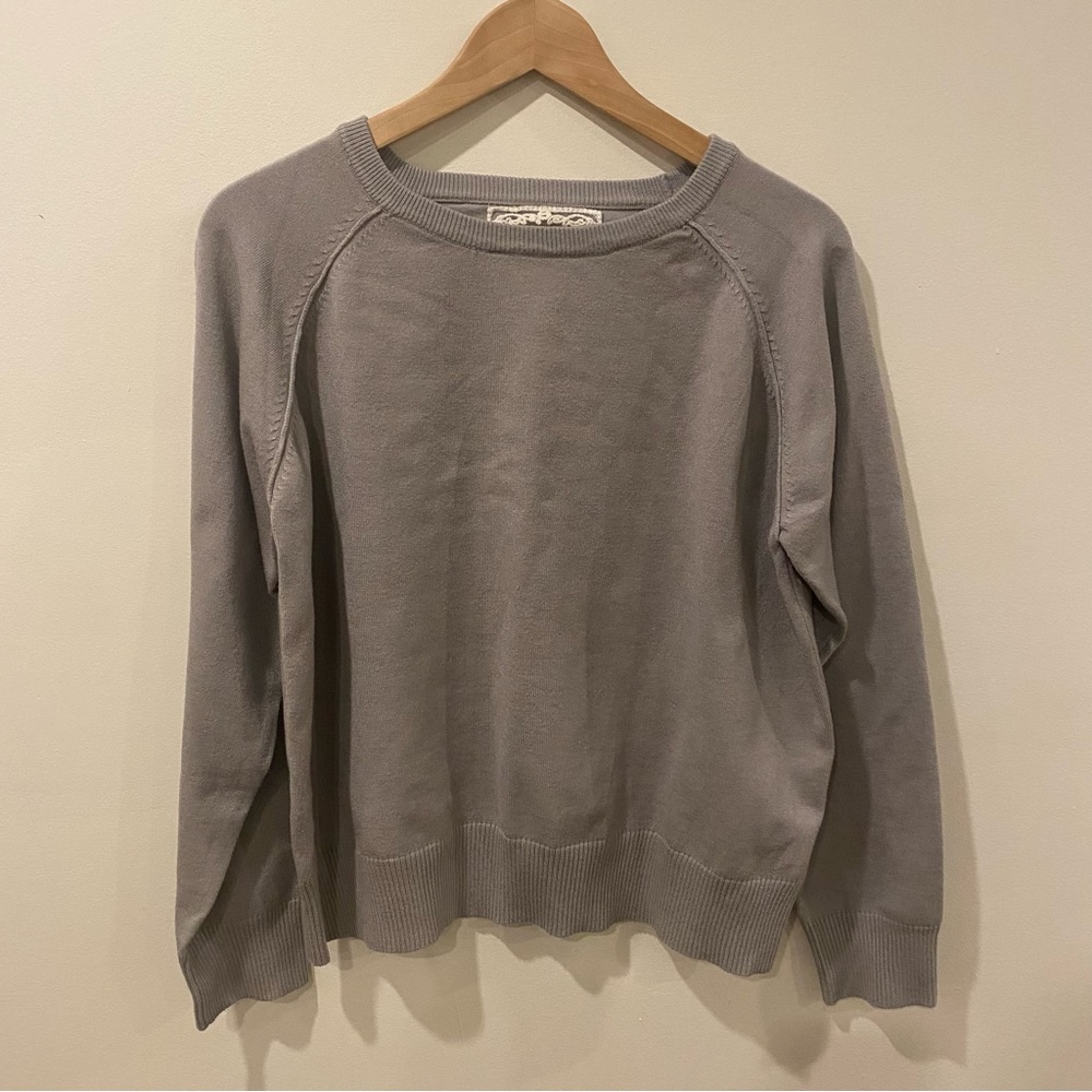 Pink Martini Women's Scoop Neck Sweater in Light Gray